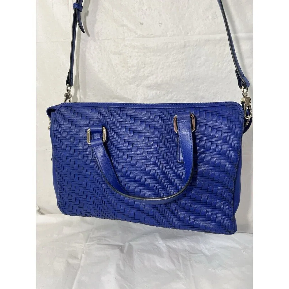 SABRINA SCALA Blue Woven Leather SATCHEL BLUE CROSSBODY Hong Kong